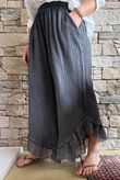 Rustic Nature Bubble Cotton Slant Frill Pant Washed Charcoal